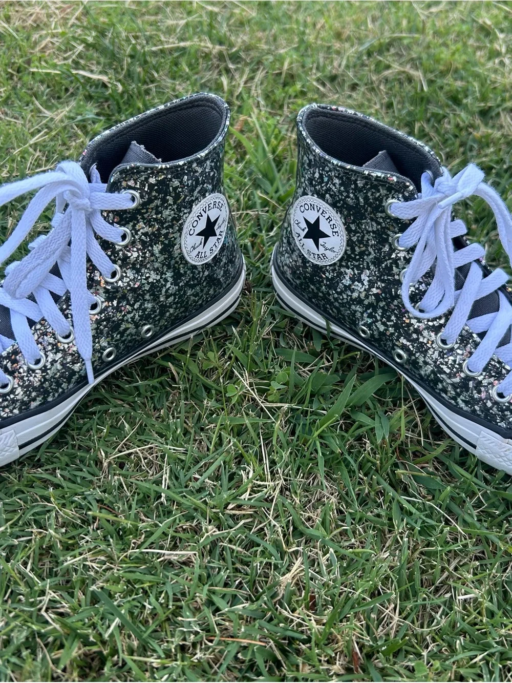 Converse Chuck Taylor Black Glitter High Tops Kids 3.5